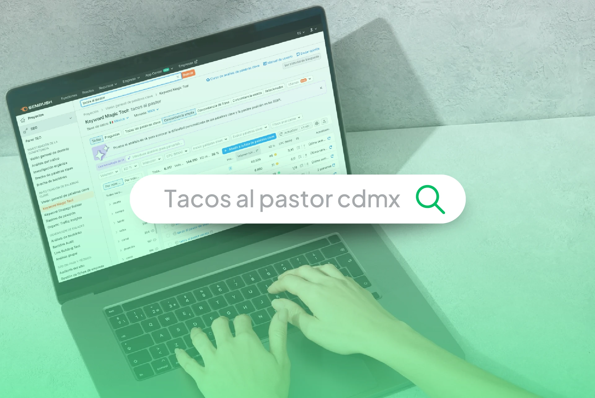elegir palabras clave en semrush