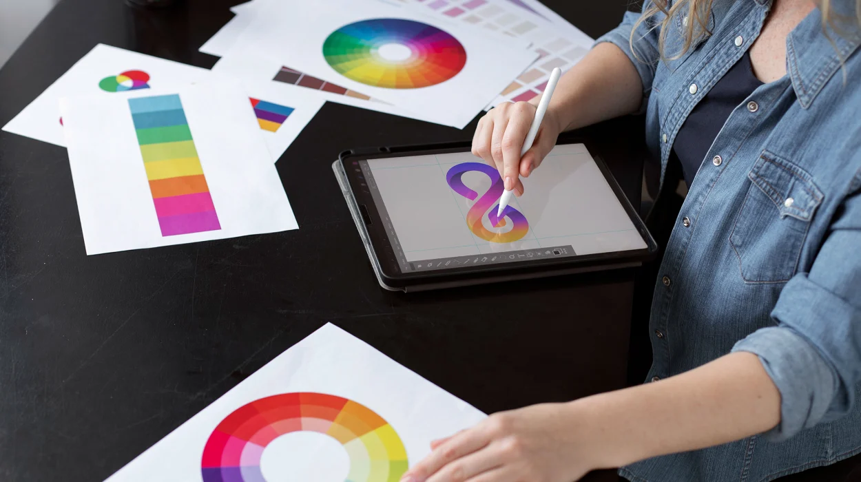 mujer generando logotipo digital