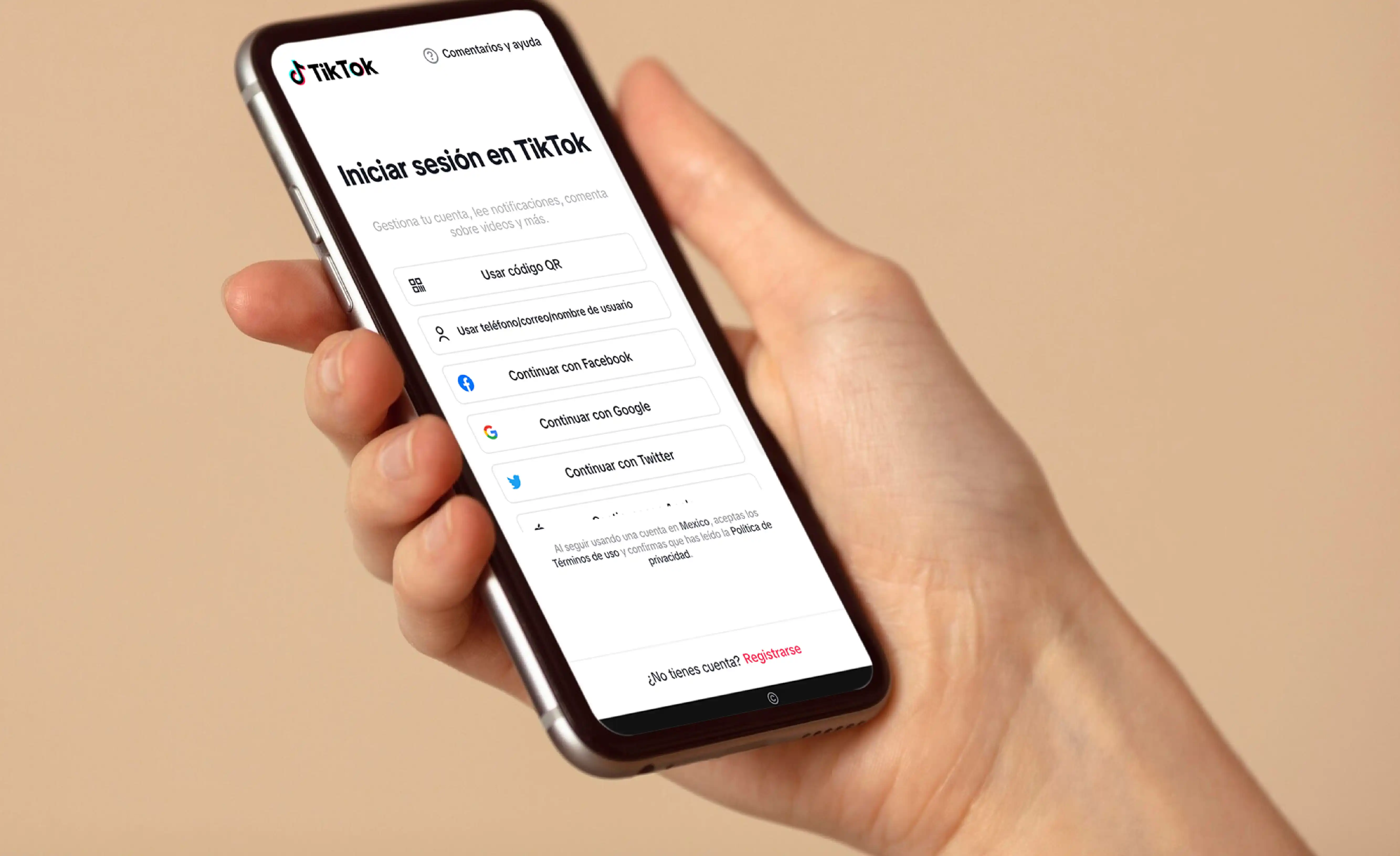 Celular-que-muestra-el-inicio-de-sesión-en-Tiktok