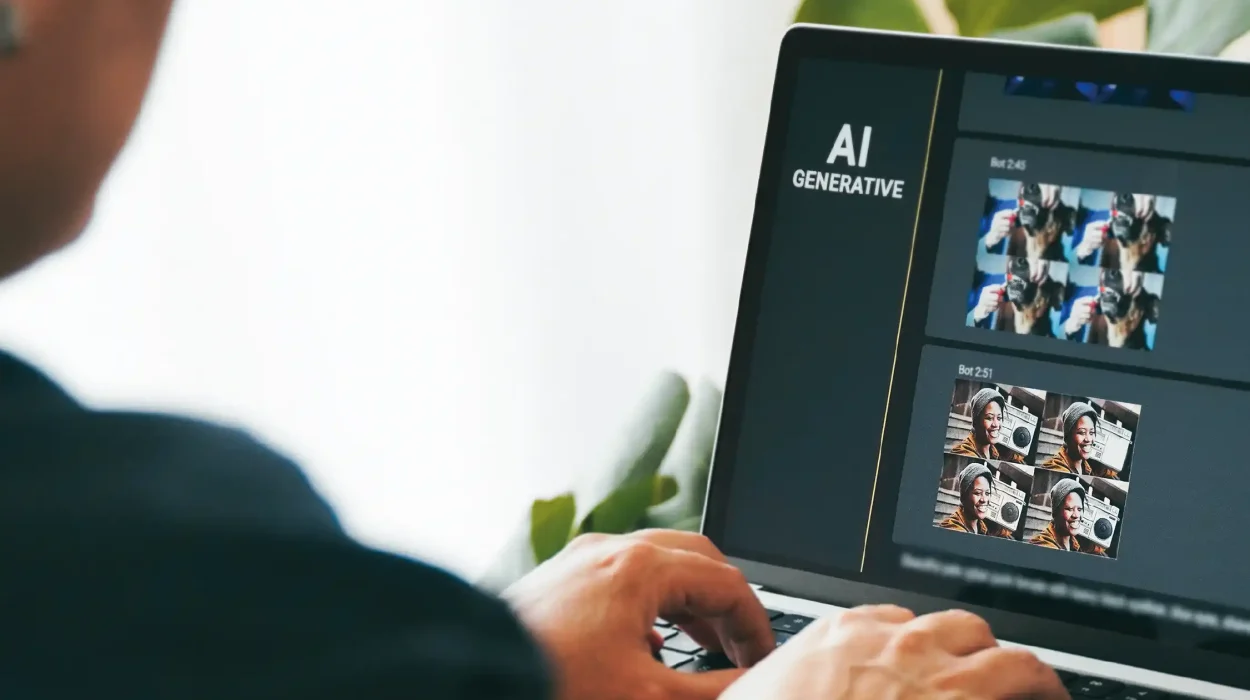 mujer generando imagen ia