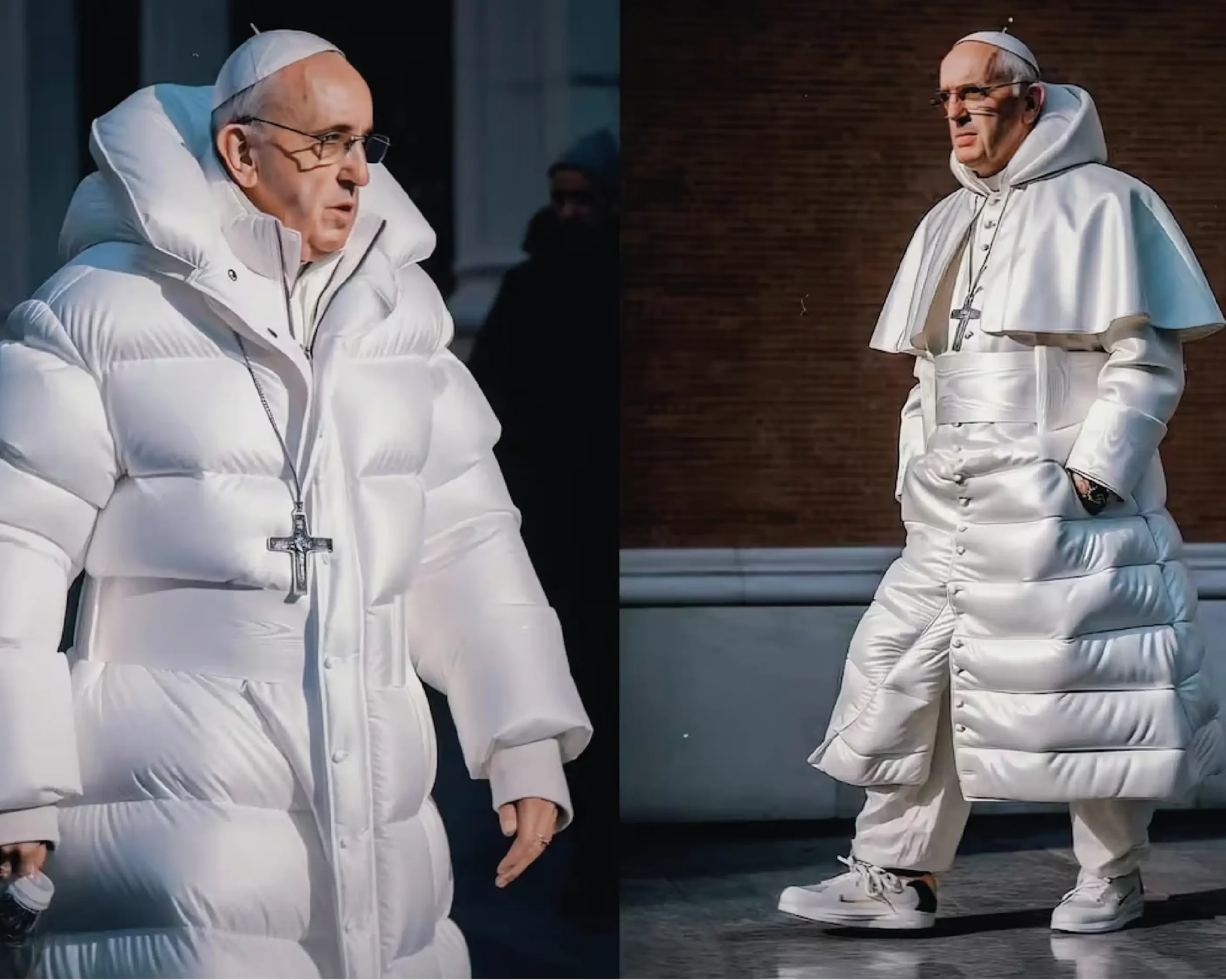 papa francisco chamarra blanca